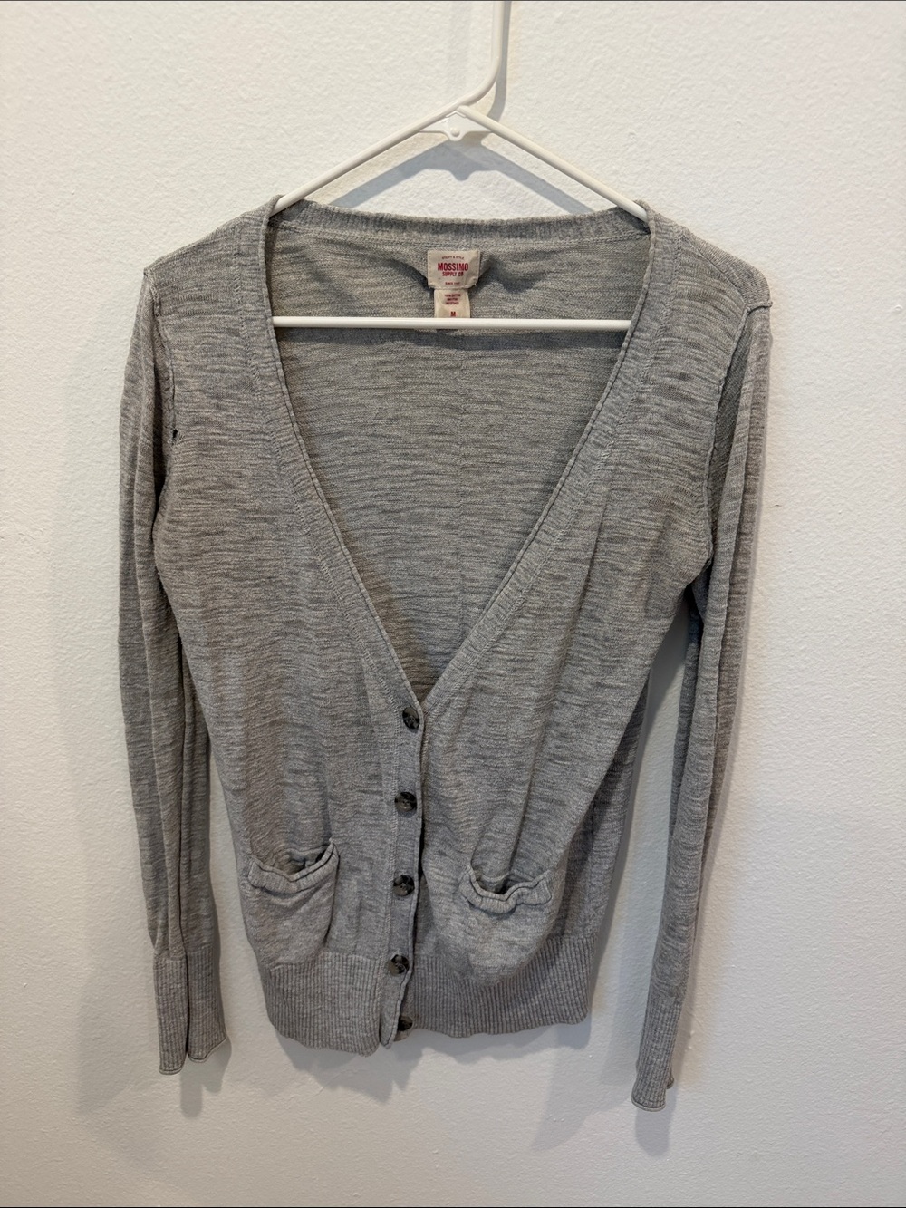 Mossimo Supply Co. Light Gray V-Neck Button Cardigan